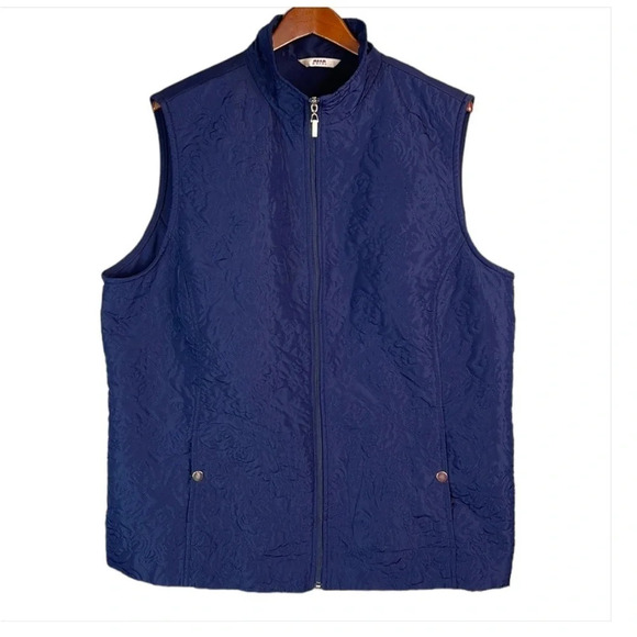 ALIA Quilted Lightweight Vest Blue Pockets Zipper Transitional Size 24W - Picture 2 of 9